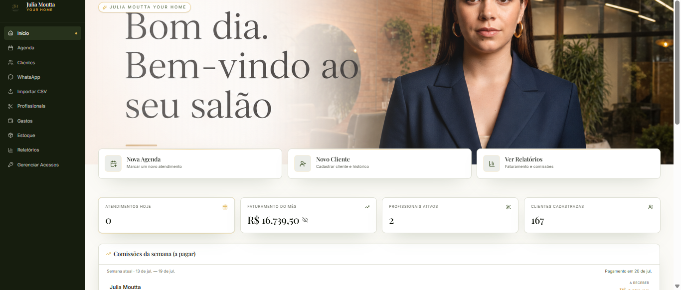 Sistema desenvolvido para o Studio Júlia Moutta